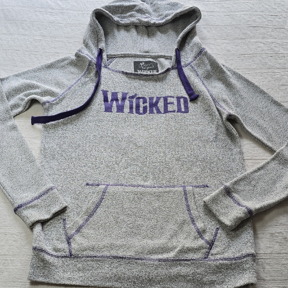 Green for Good "Wicked" Heather Gray and Purple Women's Hoodie - Size Small